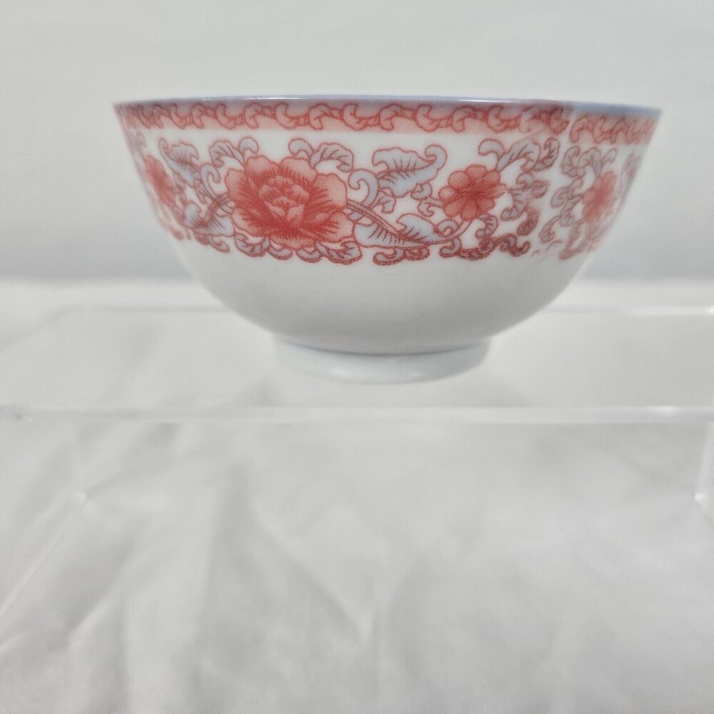 Asian Rice Bowl Pink Floral Porcelain 2.25" x 4.5"